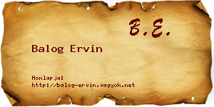 Balog Ervin névjegykártya