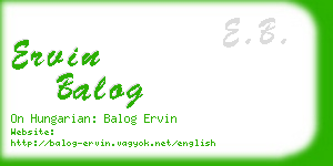 ervin balog business card